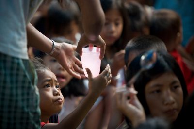 Action International feeding program in squatters area on Manila Bay.