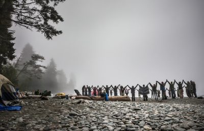 Rainbow Gatherings - a neo-pagan extension of the 1960's free love movement - involve the intentional assembly of shamans, spiritists, eco-hippies and other counter-culture individuals forming a temporary community to celebrate the elements of creation. This particular  event, held at an undisclosed beach on Vancouver Island, saw some 200 members of the 'Rainbow Family' gather to uphold the concept of unity, love and human potential for many days on end.